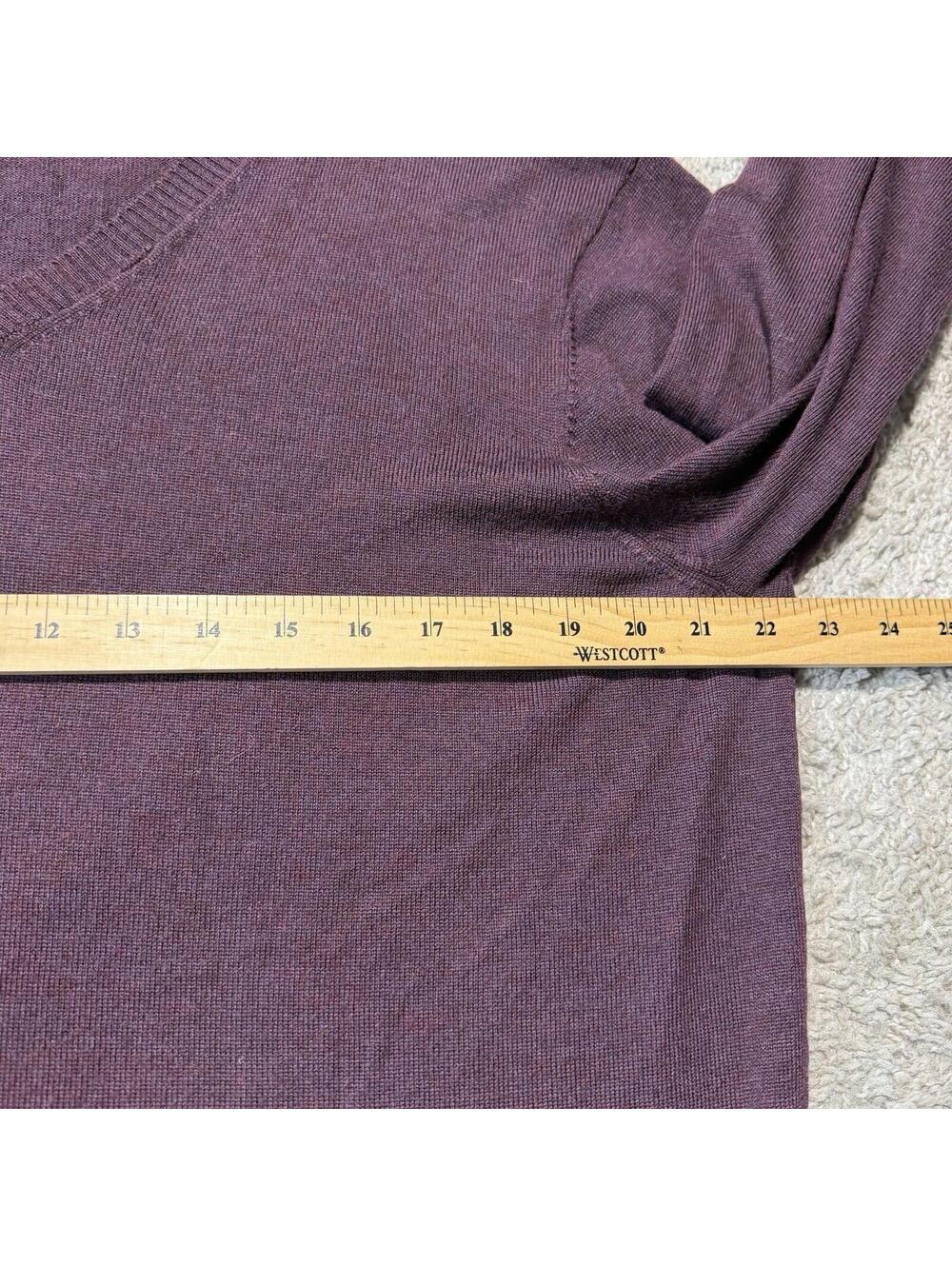 Pronto Uomo Men's 100% Extra Fine Merino Wool V-neck Sweater Size XL Purple - Picture 3 of 5